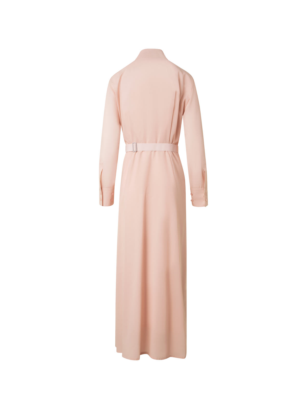 Designer Belted Long Sleeve Shirt Dress in Cotton Voile - neutral - pastel - beige