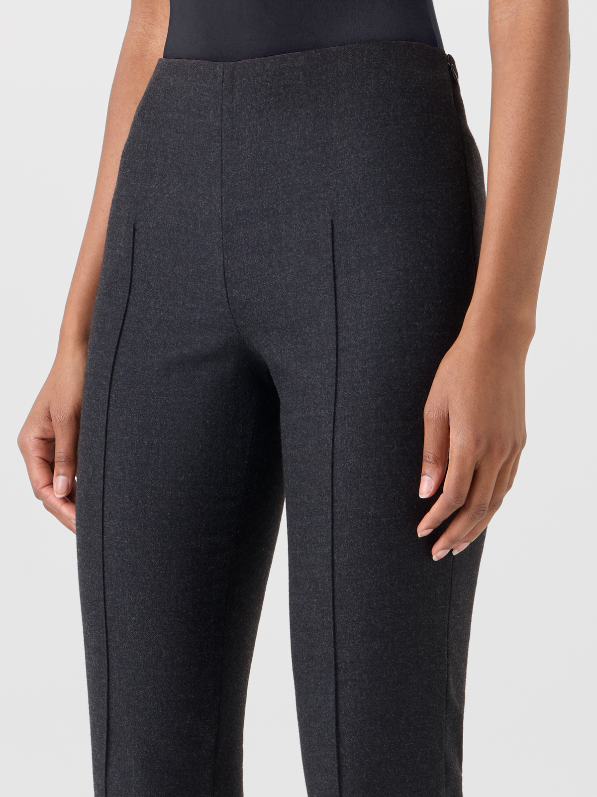 Designer Slim Leg Wool Flannel Pants - grey #editorial