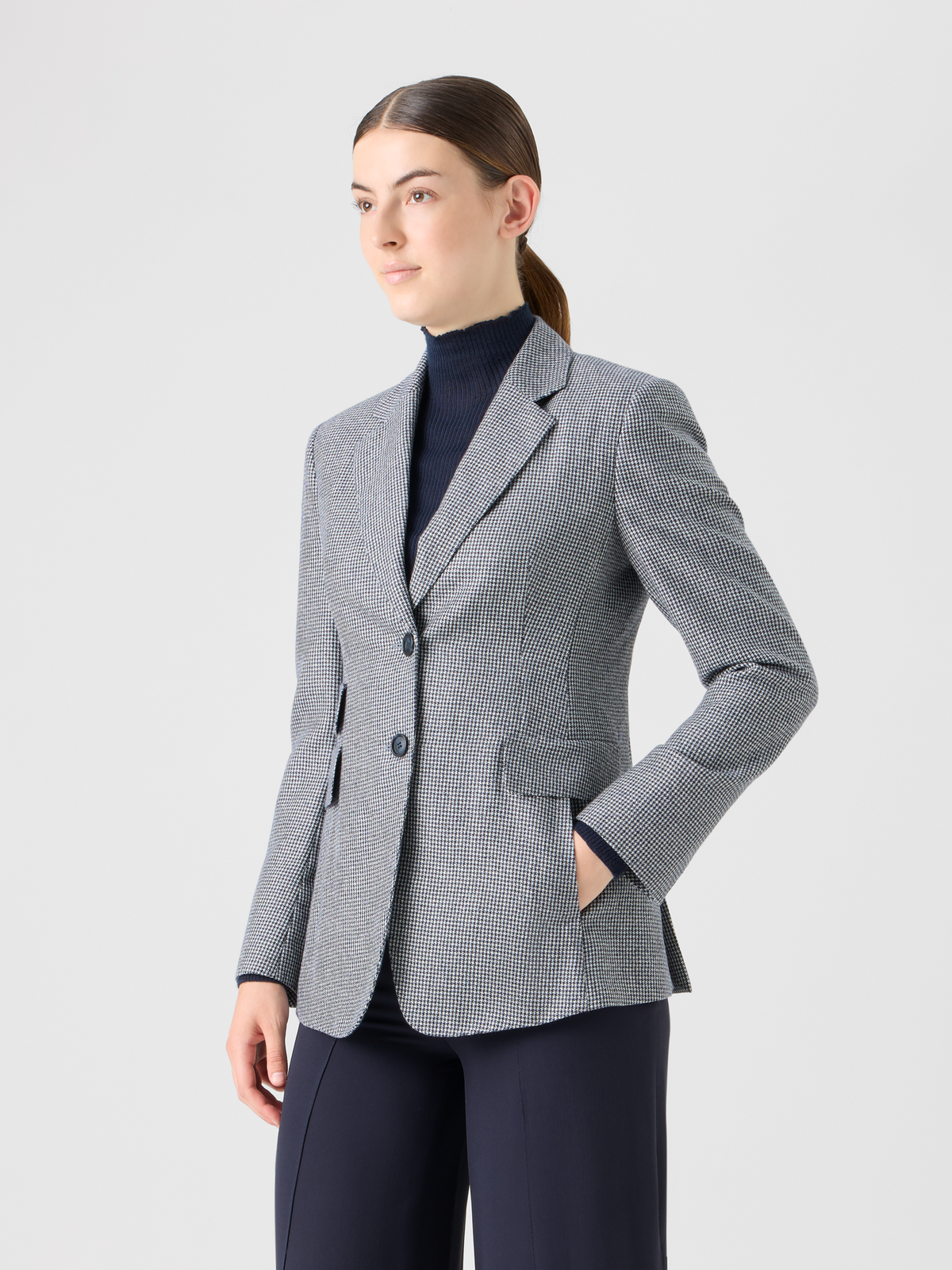 Designer Cashmere Pepita Tailored Blazer - grey #editorial