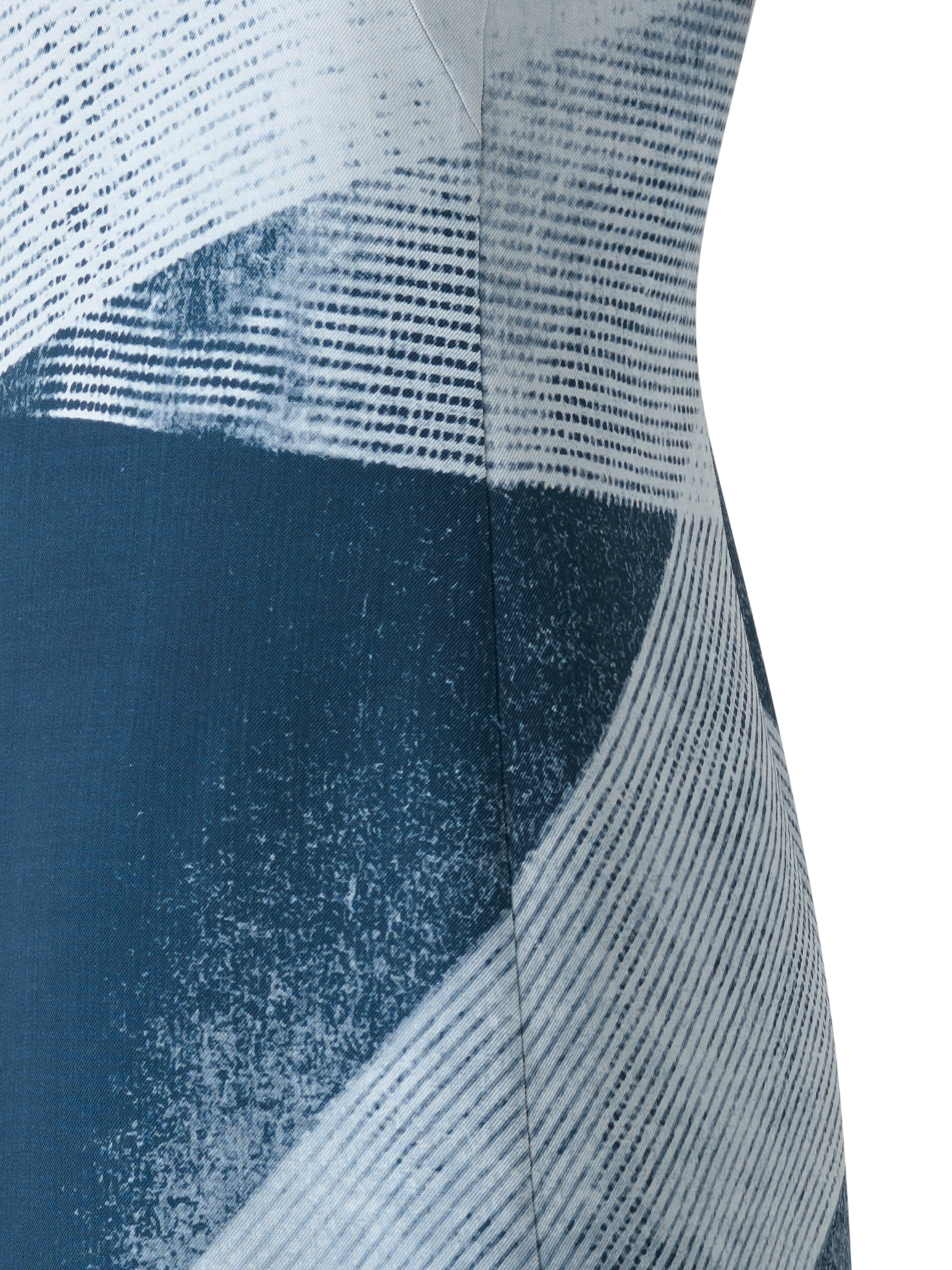 Designer Wool Double-Face Sheath Dress in Zigzag Print - neutral - navy - blue - multicolor