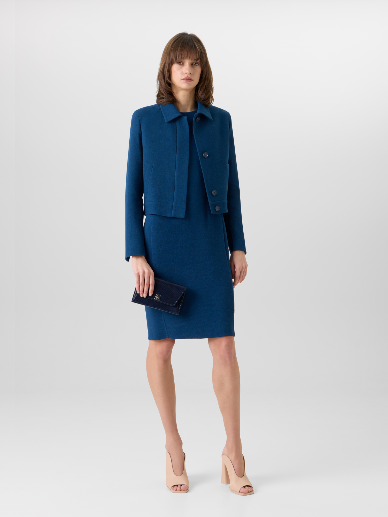 Designer Kato Short Jacket in Wool-Crêpe Double-Face - blue 