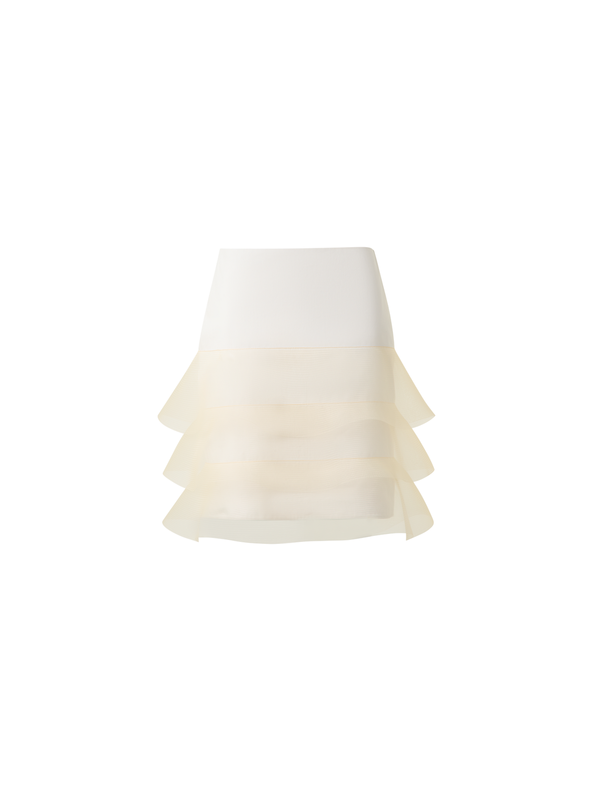 Designer Short Pencil Skirt with Tulle Waves - neutral - ecru - white