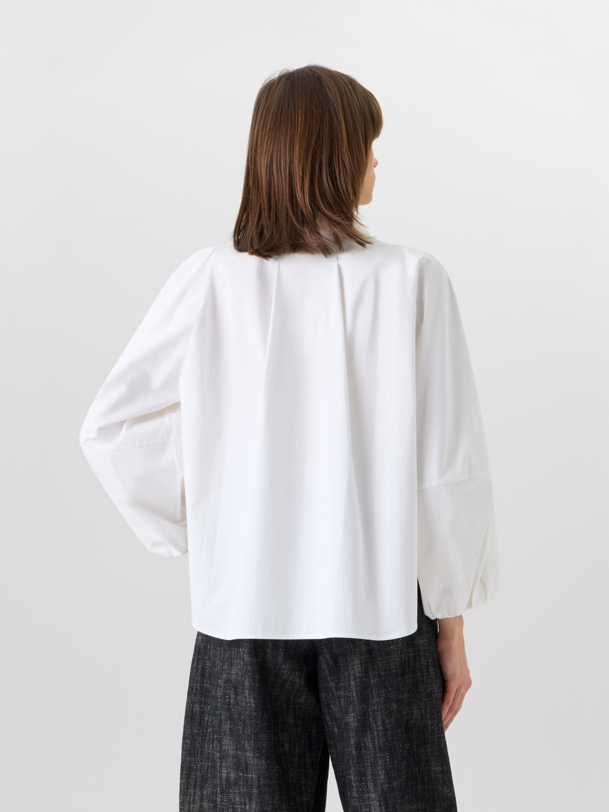 Designer Boxy Washed Cotton Satin Shirt Blouse - ecru #editorial