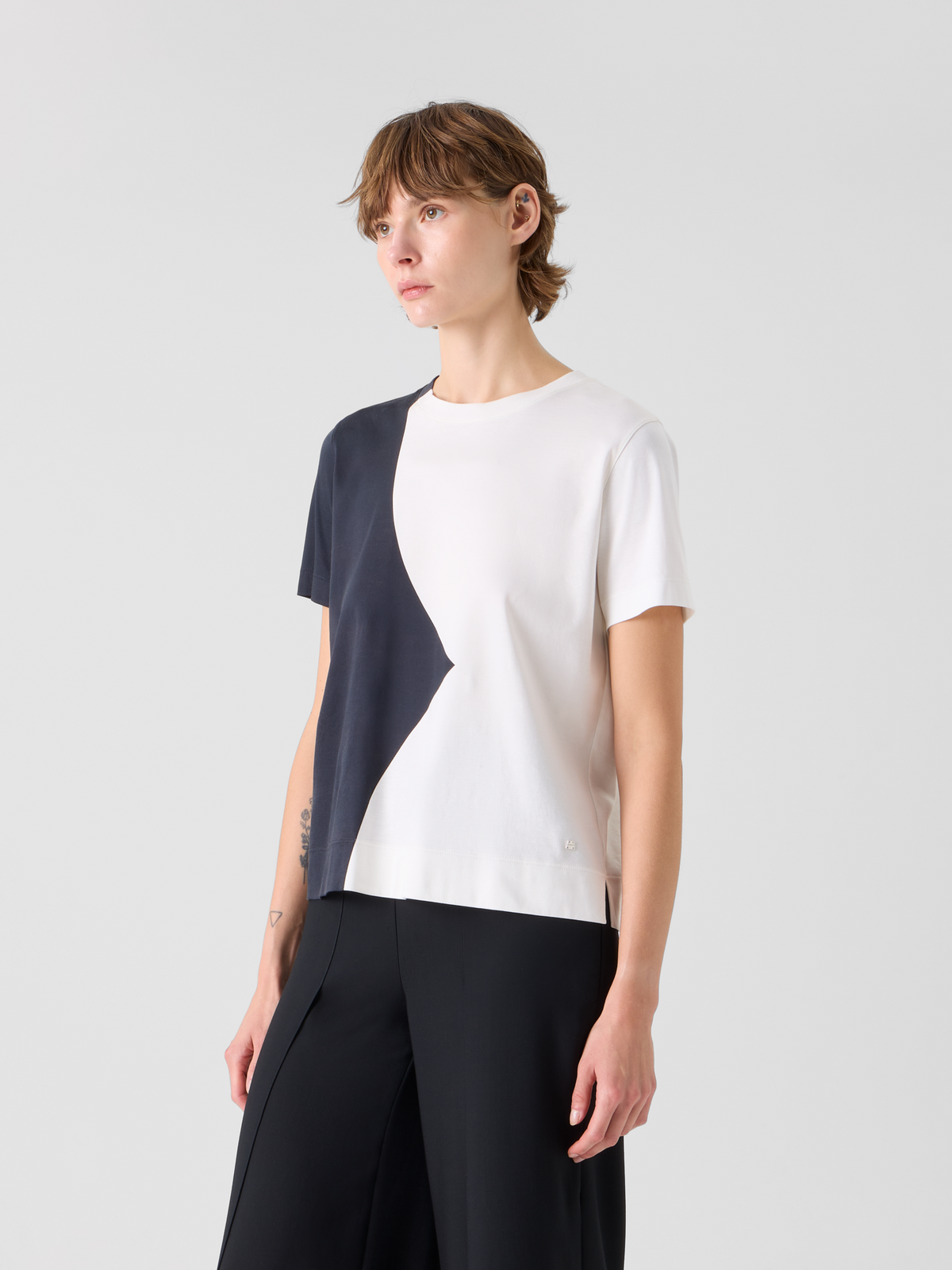 Designer Relaxed Cotton T-Shirt with Cloud Print - multicolor #editorial