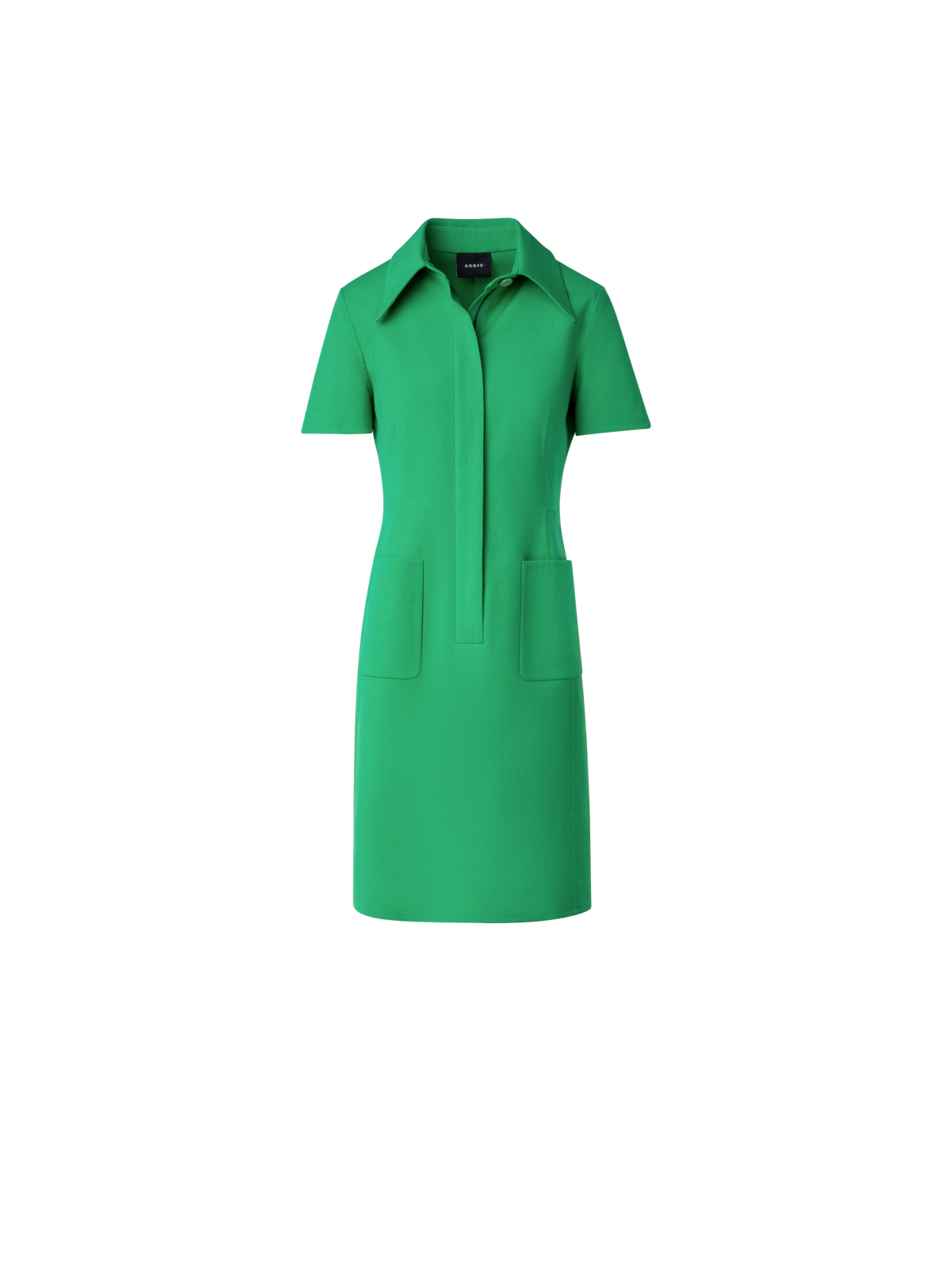 Designer Polo Dress in Cotton Silk Double-Face - green