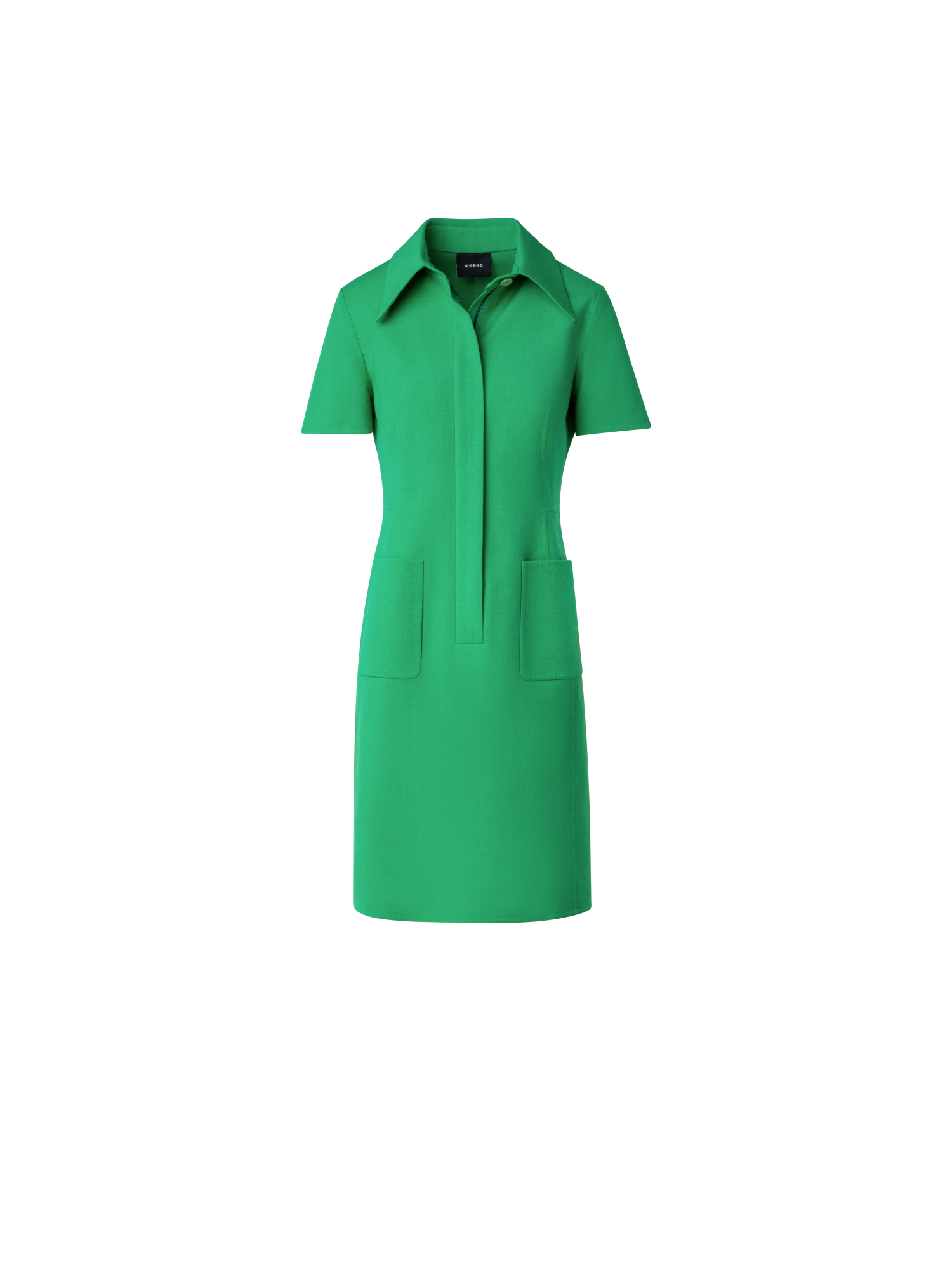 Designer Polo Dress in Cotton Silk Double-Face - green