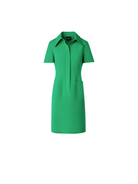 Designer Polo Dress in Cotton Silk Double-Face - green