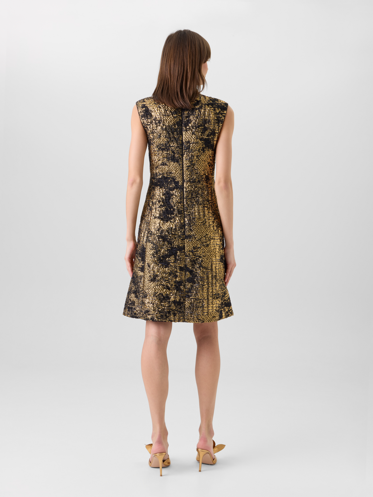 Designer Mini Dress in Fragmented Jacquard - multicolor - black - gold #editorial