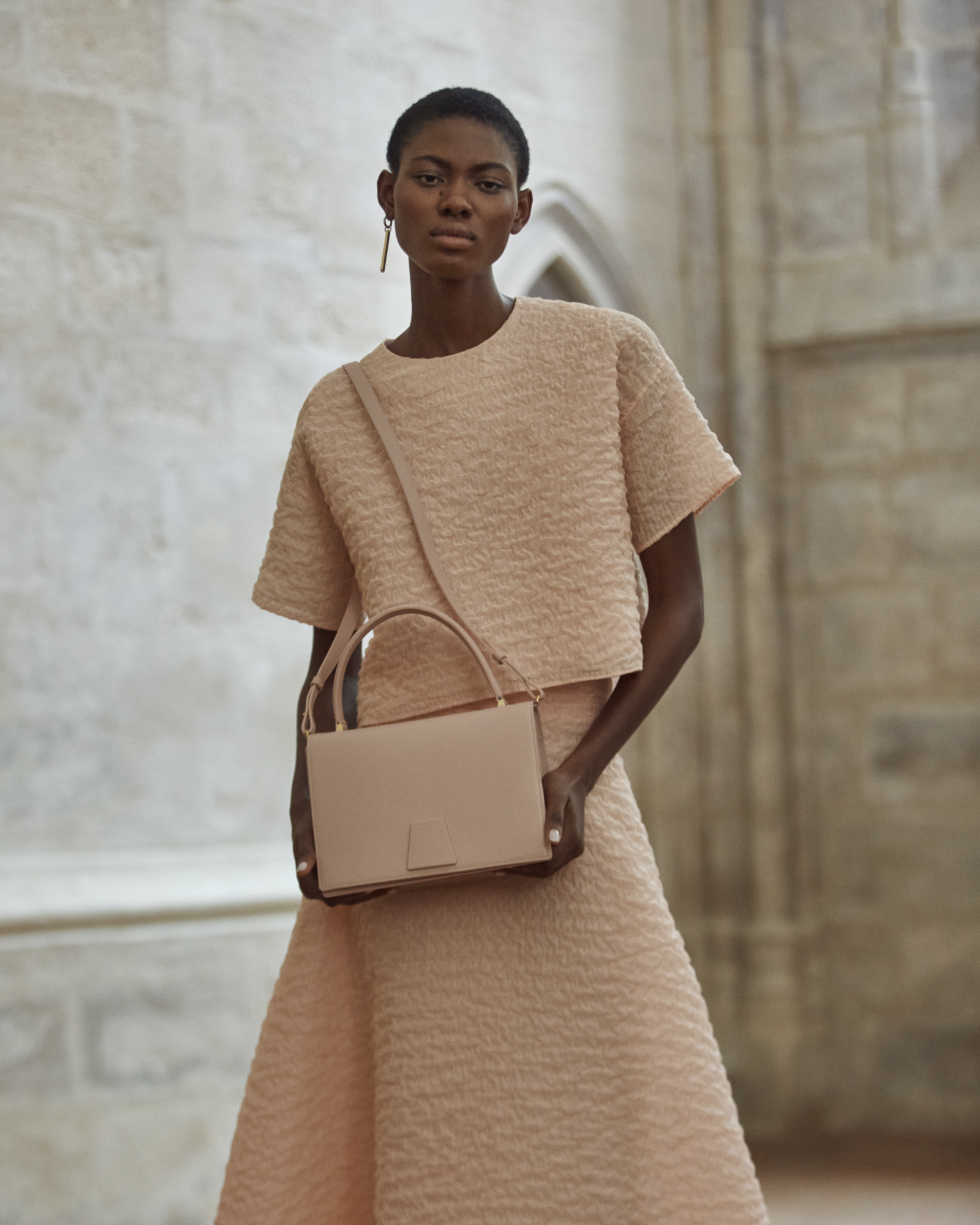 Designer Boxy Blouse in 3D Bubble Organza - pastel - pink 