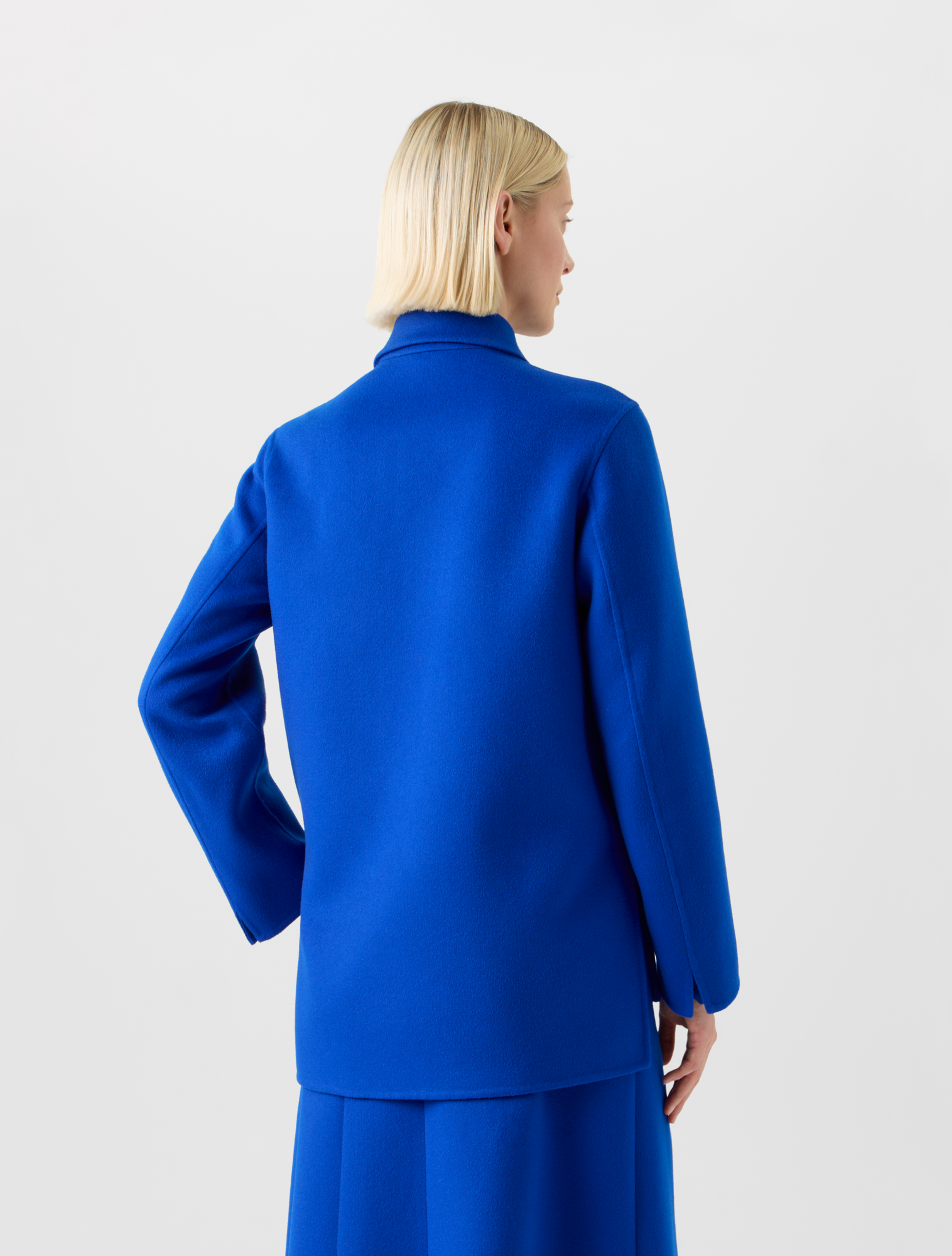 Designer Long Cashmere Double-Face Shirt Jacket - blue 