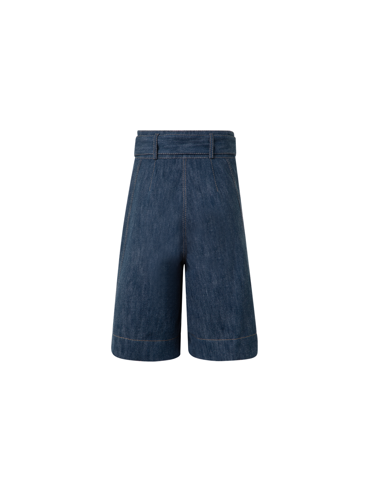Designer Wide Cotton Wool Denim Bermuda Shorts - navy - blue