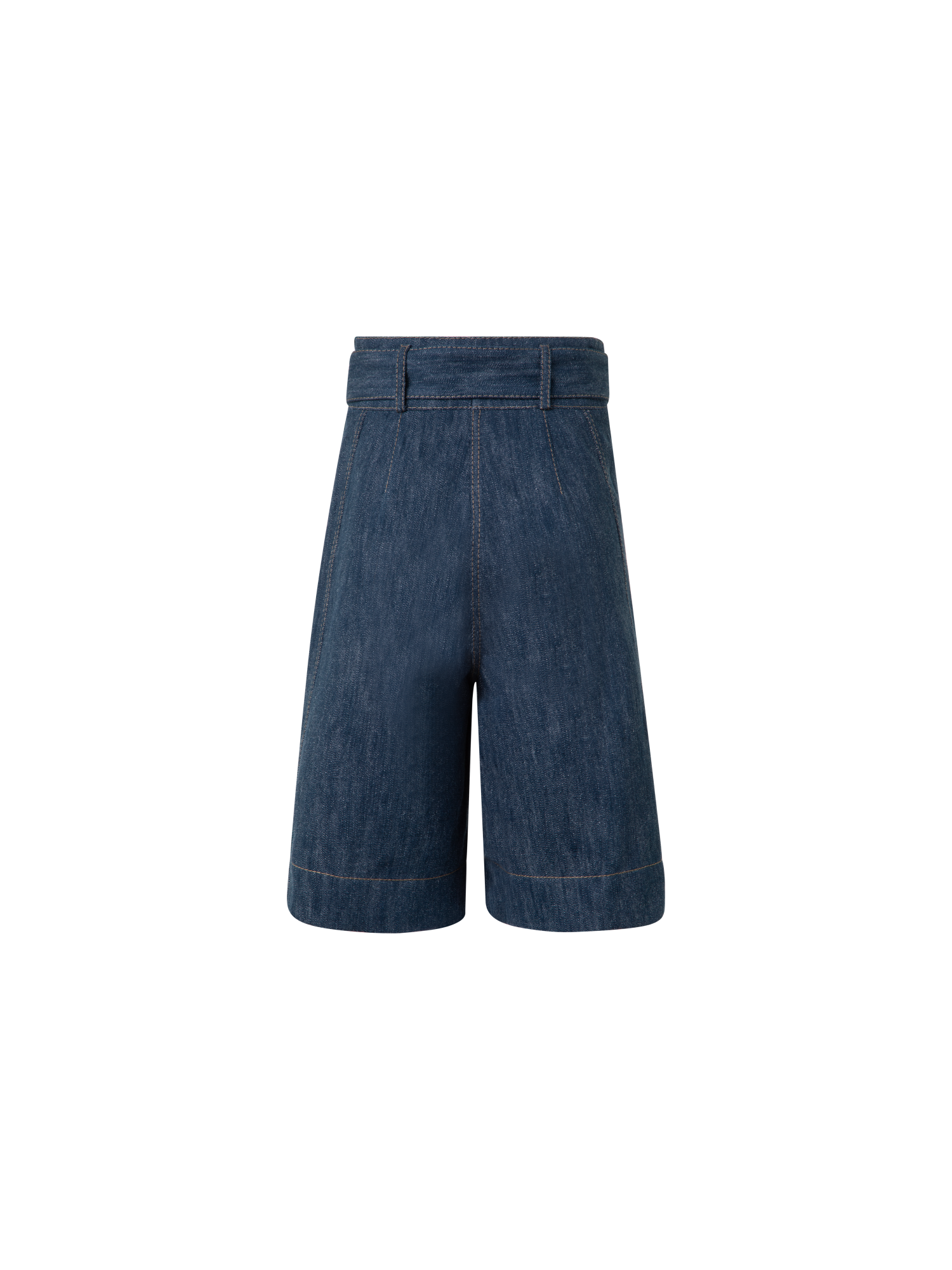 Designer Wide Cotton Wool Denim Bermuda Shorts - navy - blue