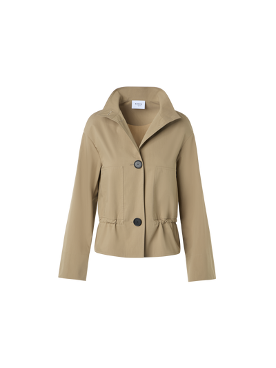 Designer Cotton Short Parka Jacket with Elastic Waist