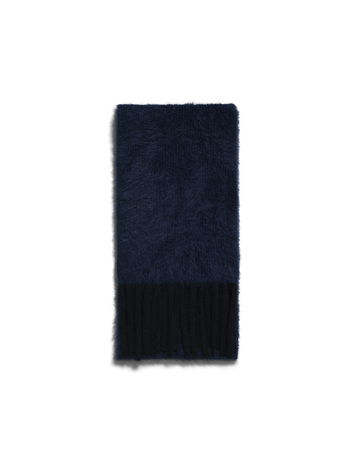 Designer Bi-Color Cloud Cashmere Scarf with Fringes - navy