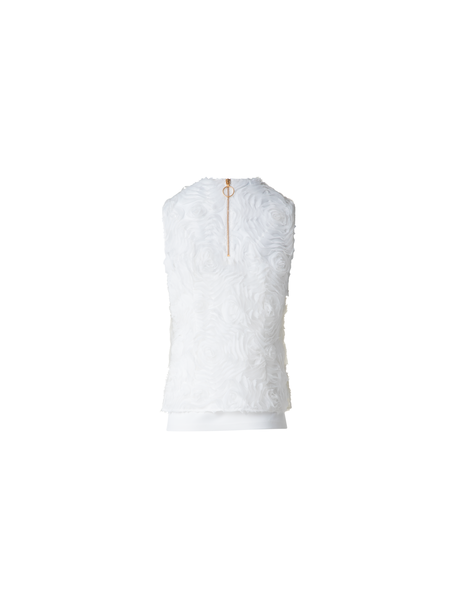 Designer Sleeveless Blouse with 3D Carnation Embroidery - neutral - ecru - white