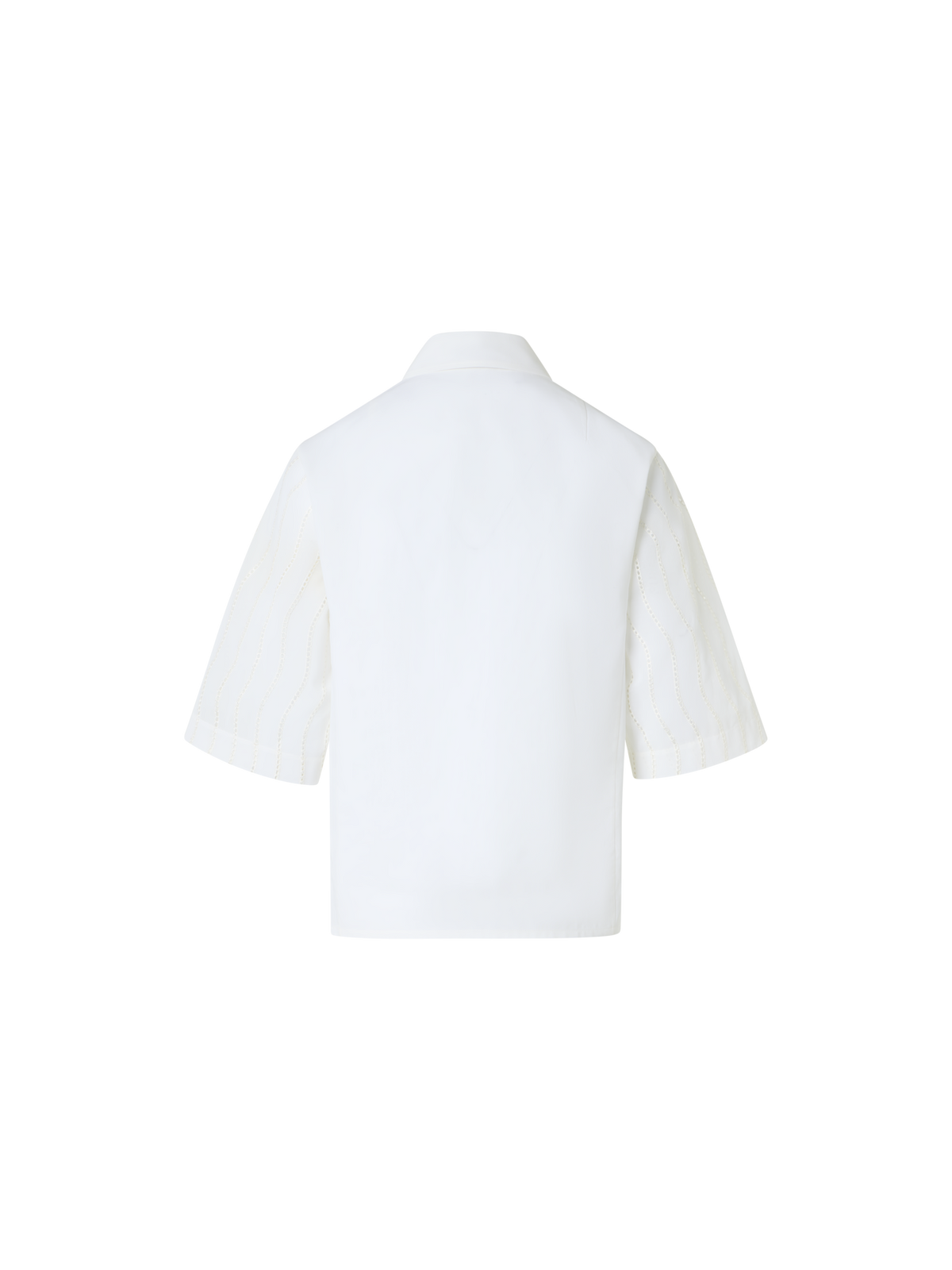 Designer Embroidered Boxy Cotton Blouse - ecru