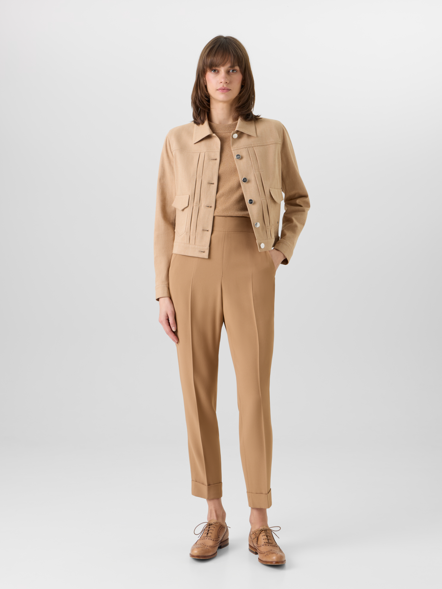 Designer Chris Tapered Pants in Acetate-Viscose Crêpe - brown 