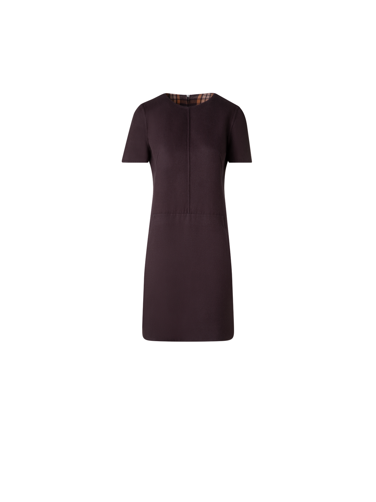 Designer Silk Sheath Dress - Check Reversible to Solid - brown - multicolor