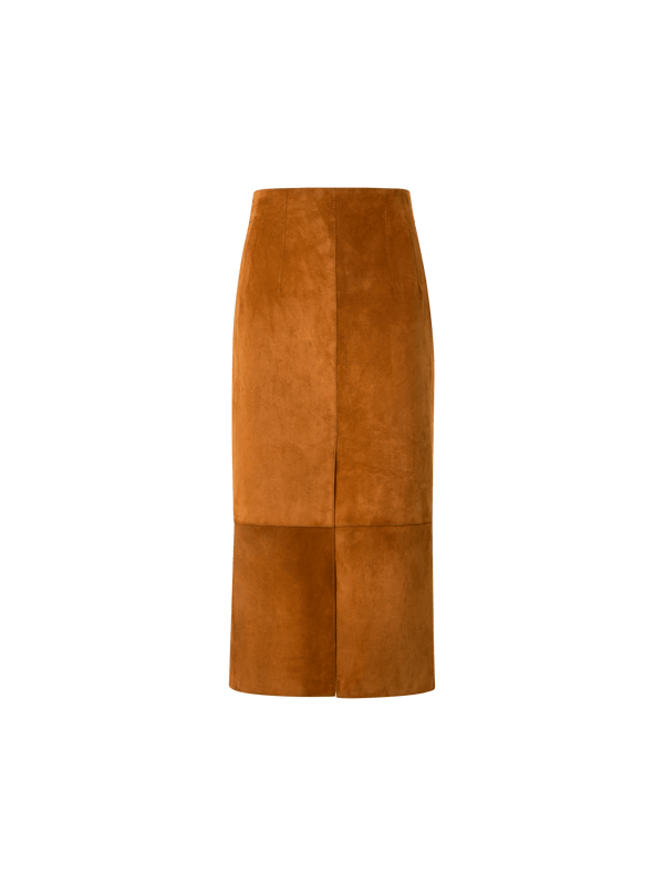 Designer Pencil Skirt in Suede - neutral - brown