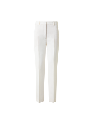 Designer Tapered Silk Shantung Pants - neutral - white