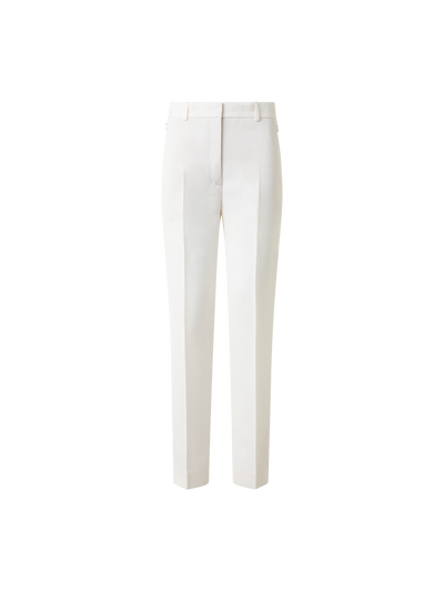 Designer Tapered Silk Shantung Pants - neutral - white