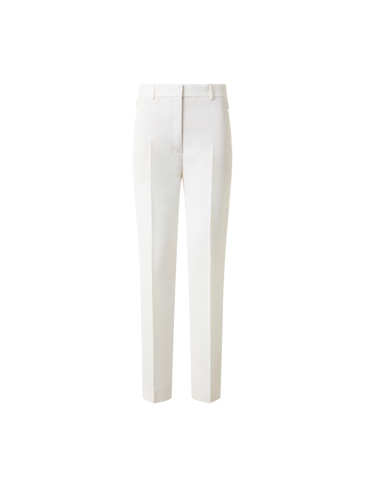 Designer Tapered Silk Shantung Pants - neutral - white