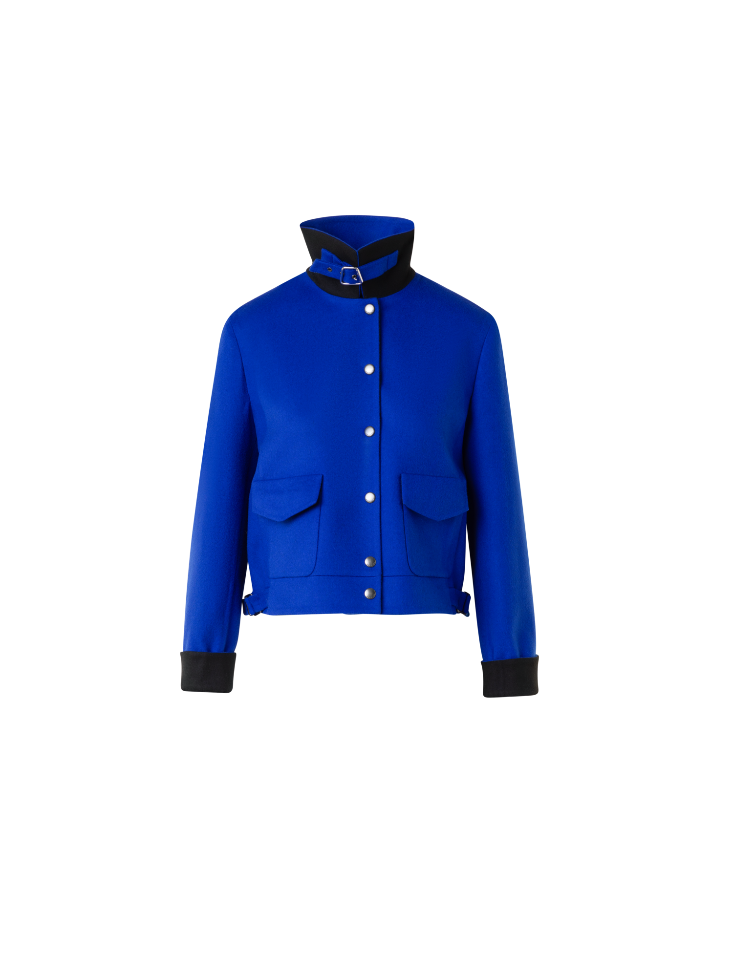 Designer Short Wool Flannel Double-Face Blouson Jacket - blue