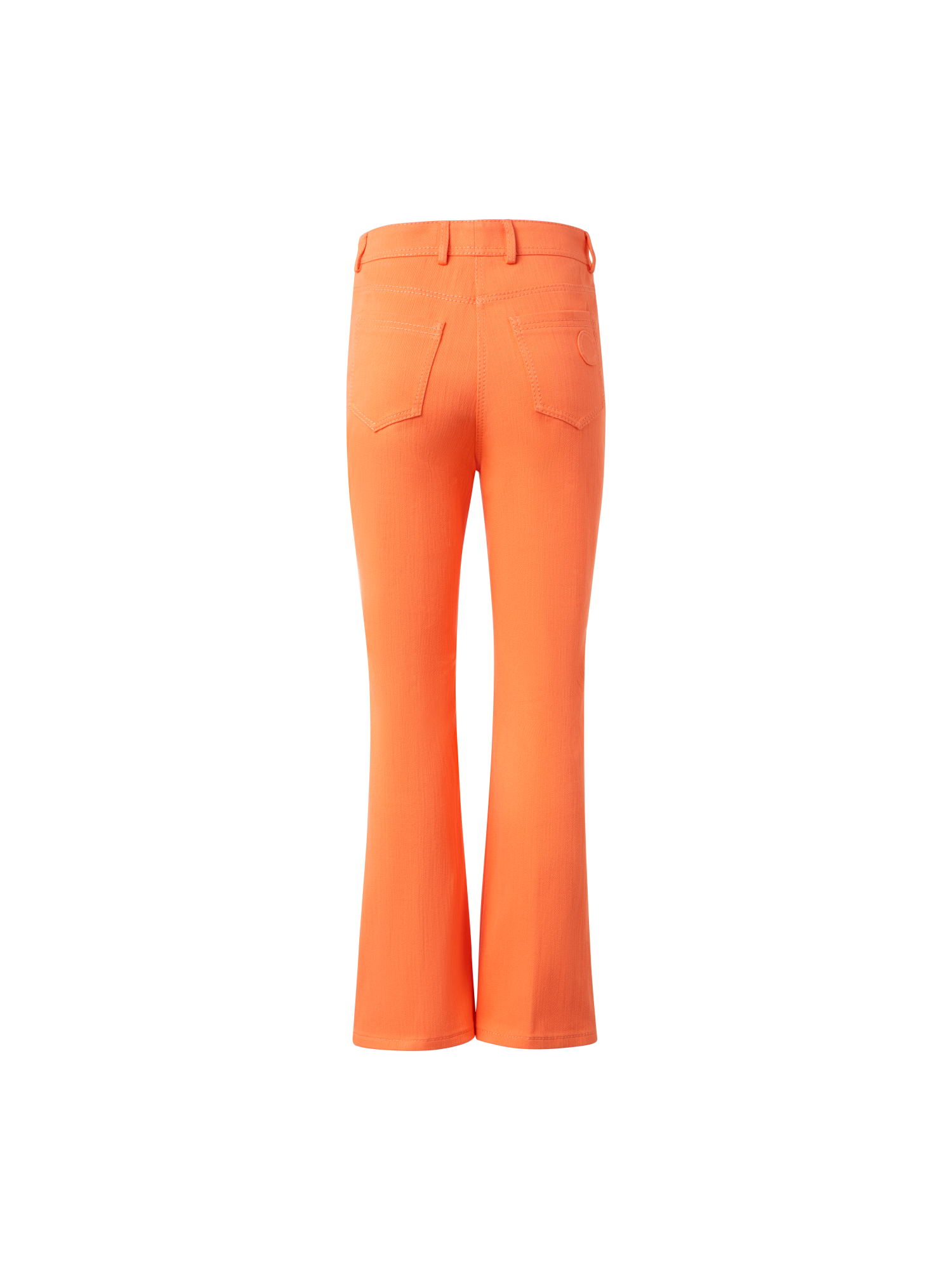 Designer Cropped Bootcut Cotton Denim Stretch Pants - pastel - orange