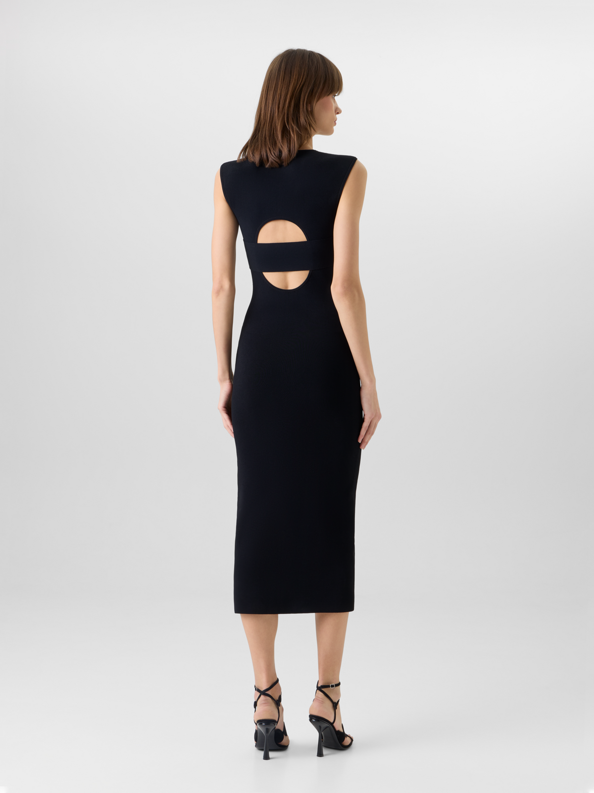 Designer Sleeveless Viscose Jersey Dress - black #editorial