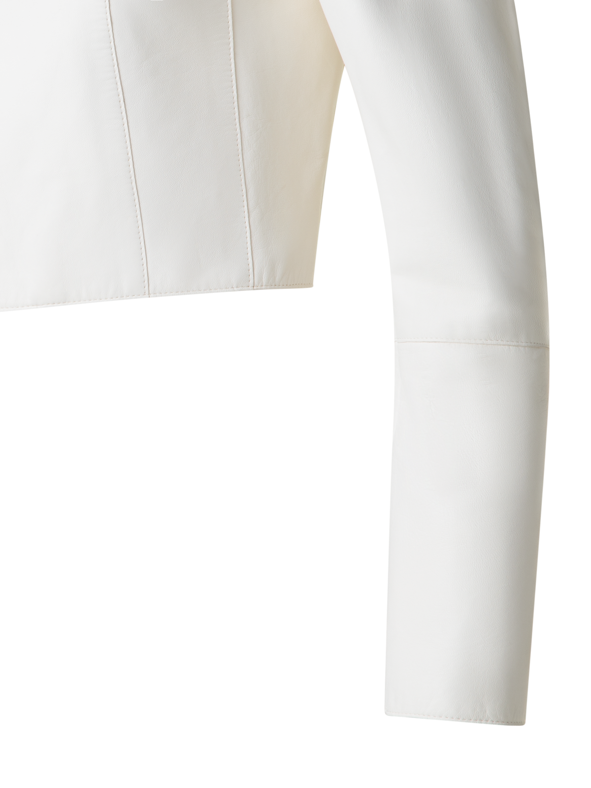 Designer Cropped Leather Jacket - ecru - white