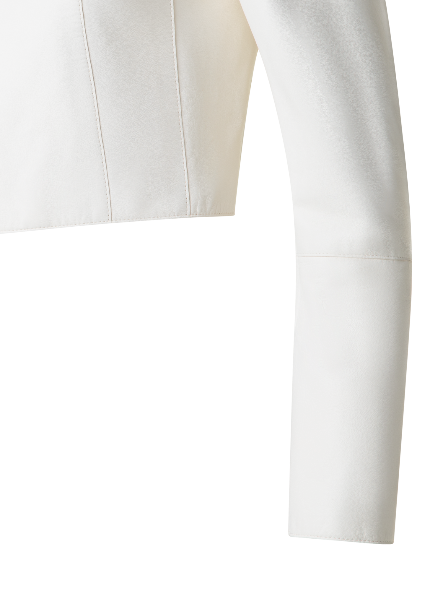 Designer Cropped Leather Jacket - ecru - white