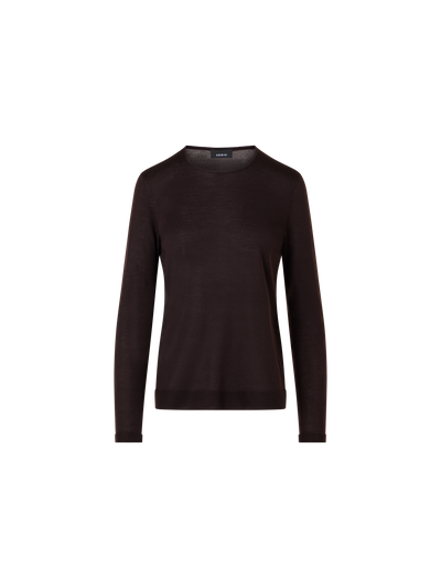 Designer Seamless Crew Neck Sweater in Cashmere Silk - brown