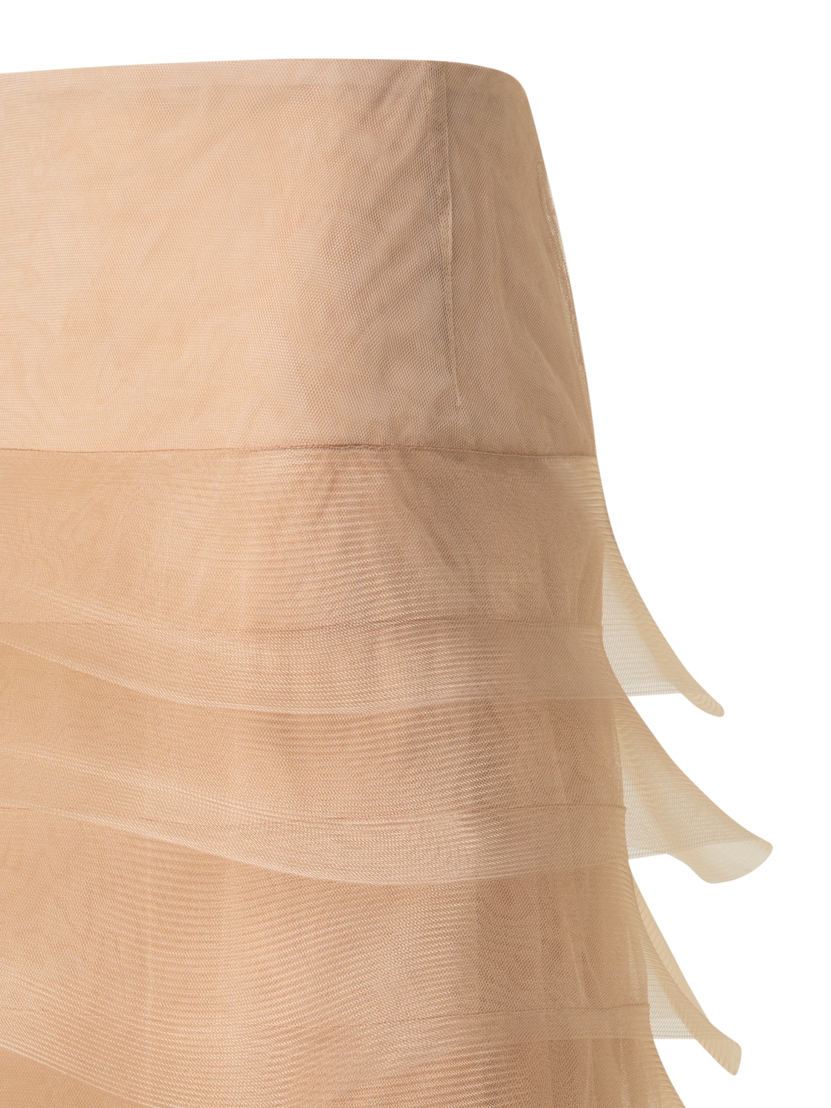 Designer Pencil Skirt with Tulle Waves - neutral - pastel - beige