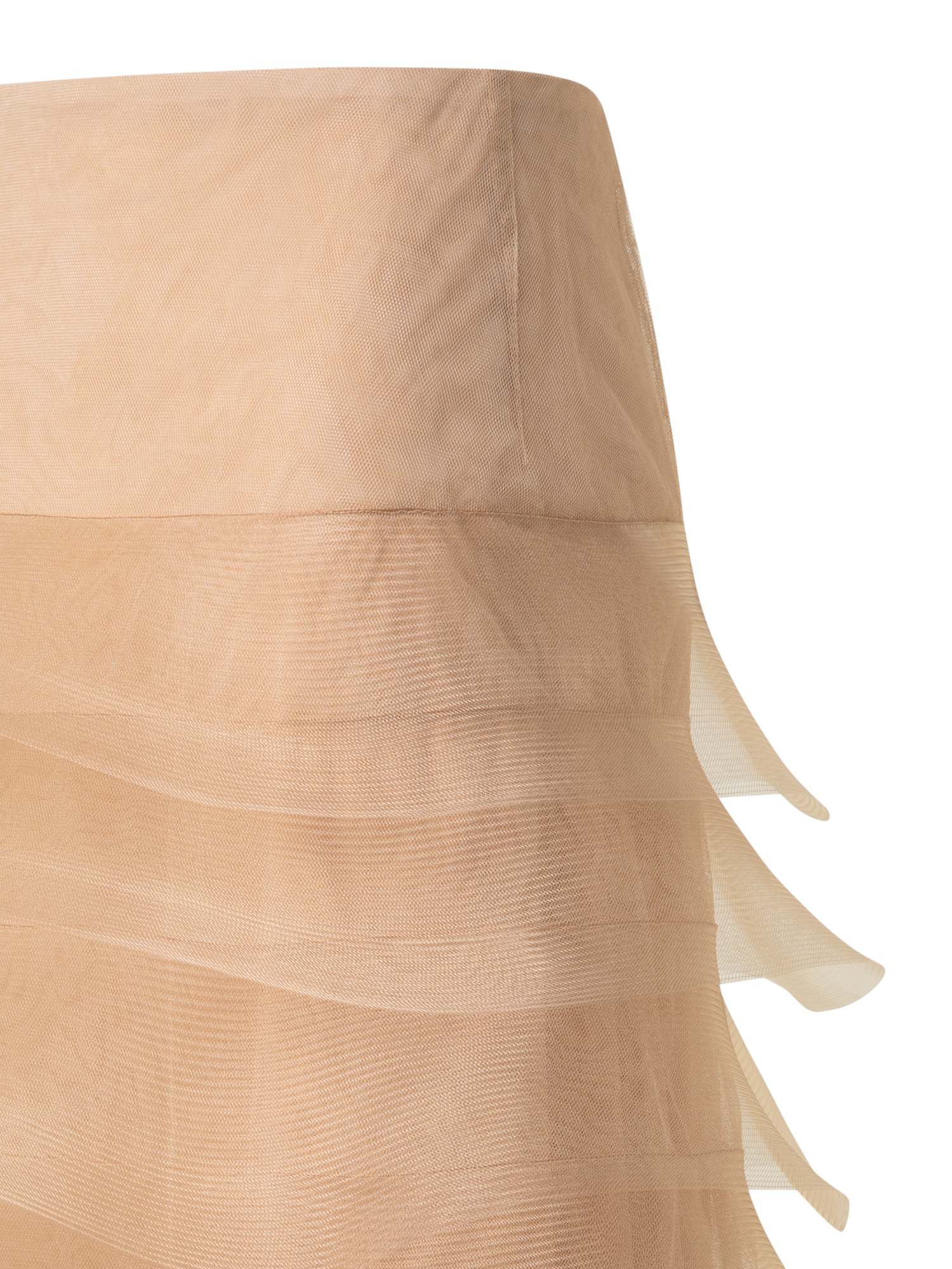 Designer Pencil Skirt with Tulle Waves - neutral - pastel - beige