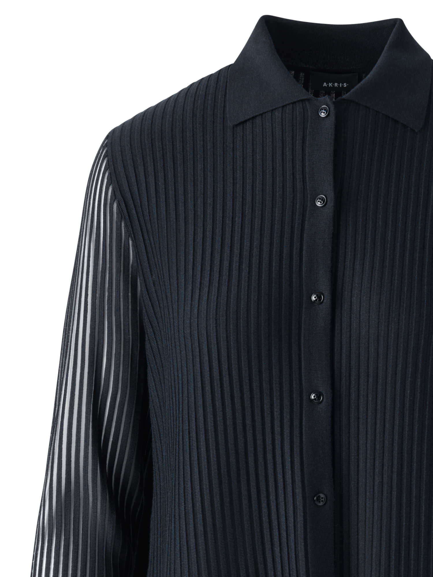 Designer Long Knit Coat in Semi-Sheer Silk Cotton - black - neutral