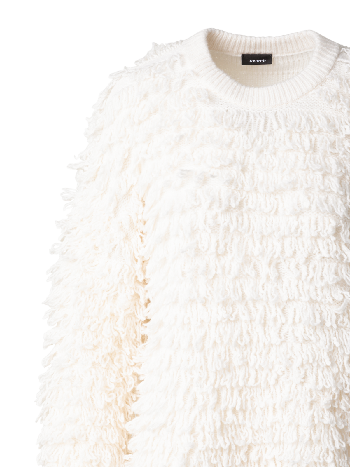 Designer Allover Loops Wool Silk Cashmere Sweater - ecru - white