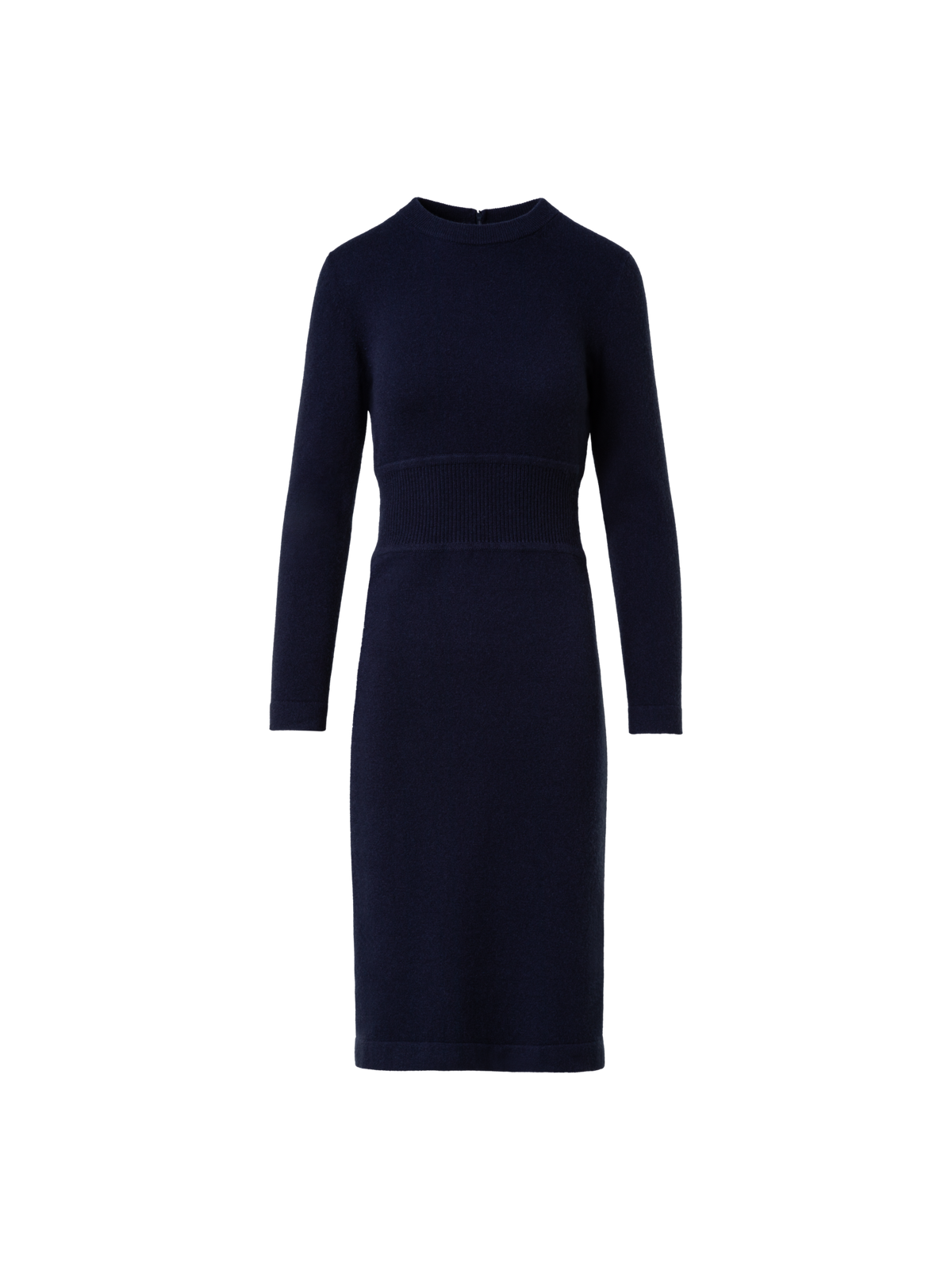 Designer Cashmere Stretch Knit Dress - navy - blue