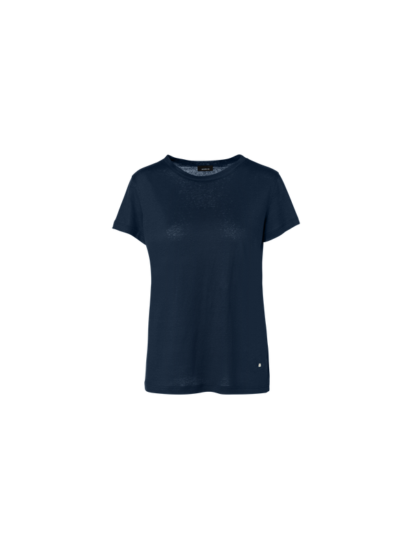 Designer Linen Jersey T-Shirt - navy - blue