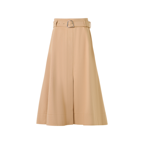 Stretch-Cotton Denim Midi Skirt