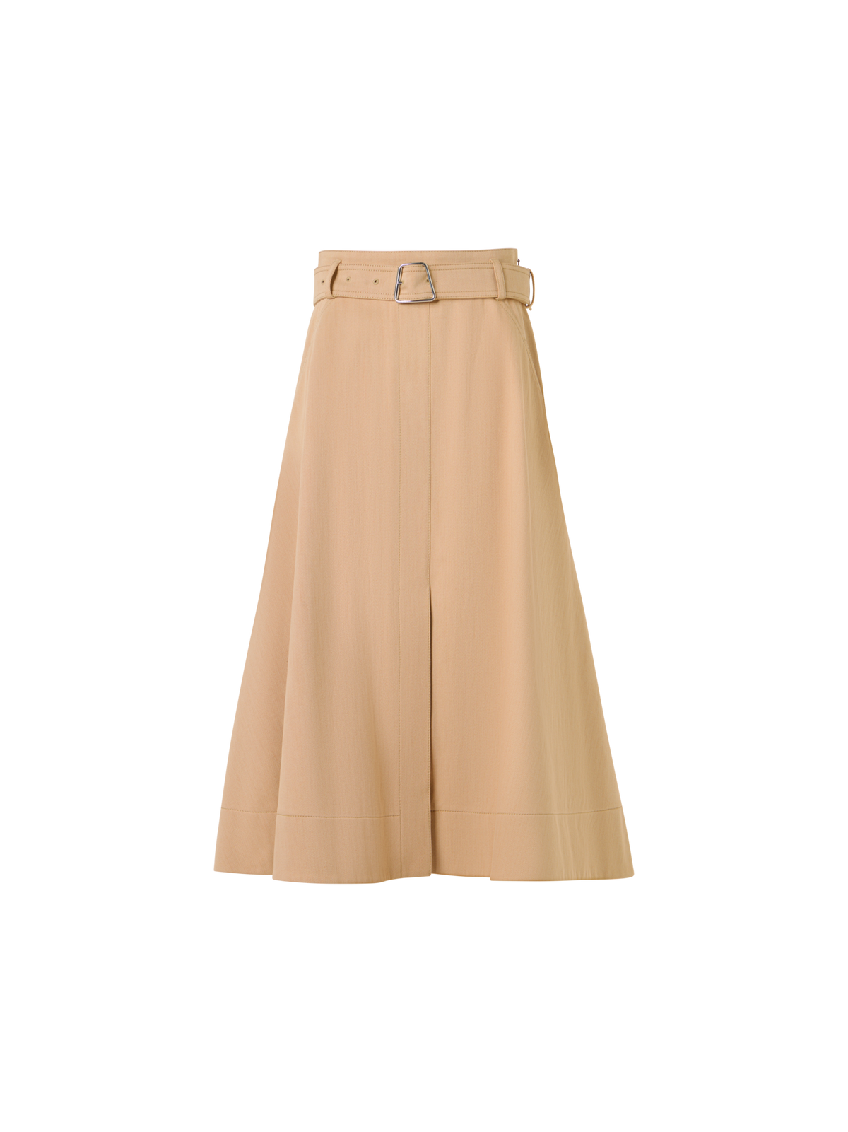 Designer Stretch-Cotton Denim Midi Skirt - beige