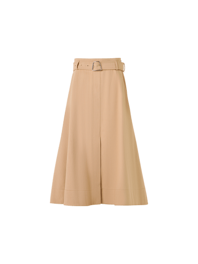 Designer Stretch-Cotton Denim Midi Skirt - beige