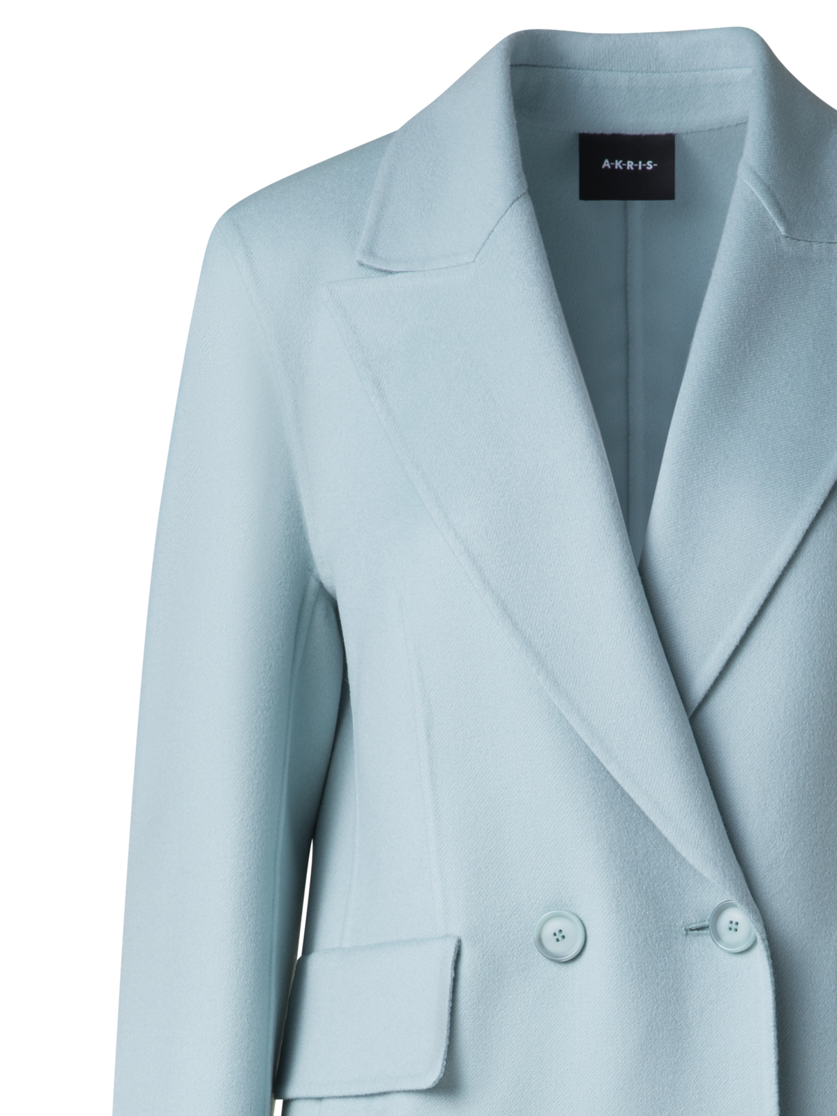Designer Double Breasted Coat in Cashmere Double-Face - pastel - blue