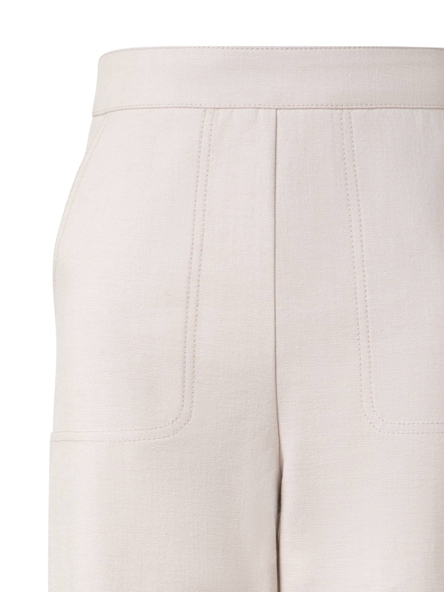 Designer Conical Ankle-Length Cotton Denim Stretch Pants - neutral - pastel - beige