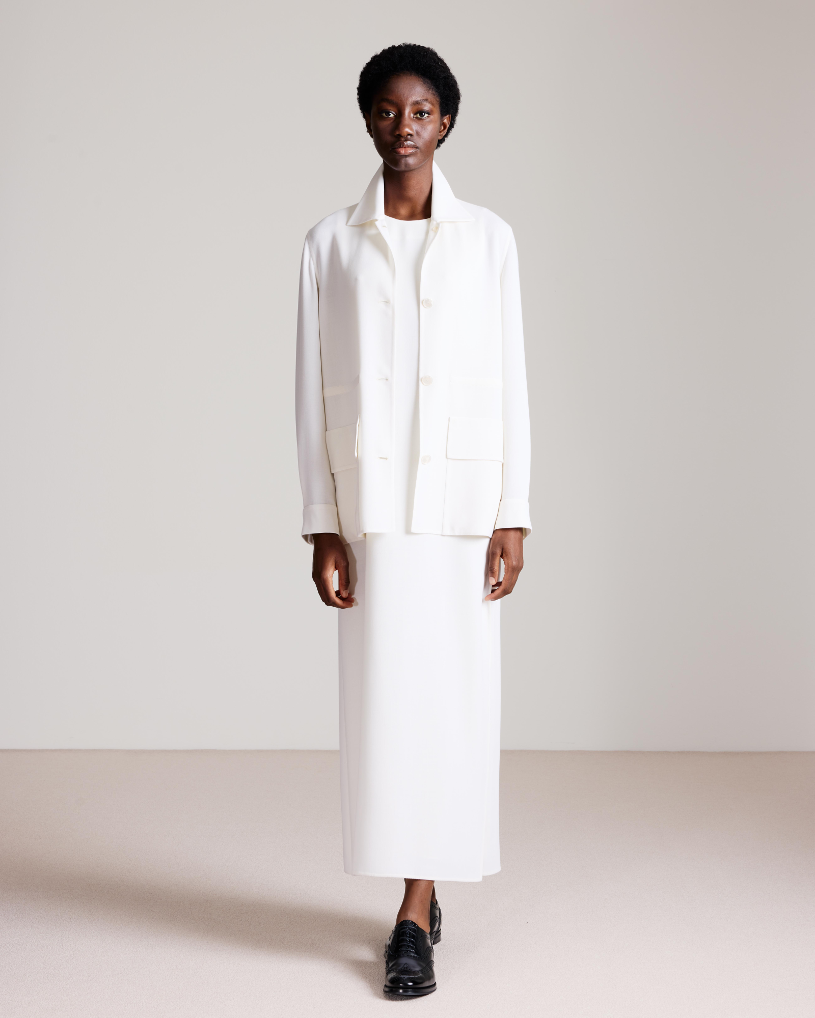 Designer Oversize Shirt Jacket in Wool Double-Face - neutral - ecru - white 