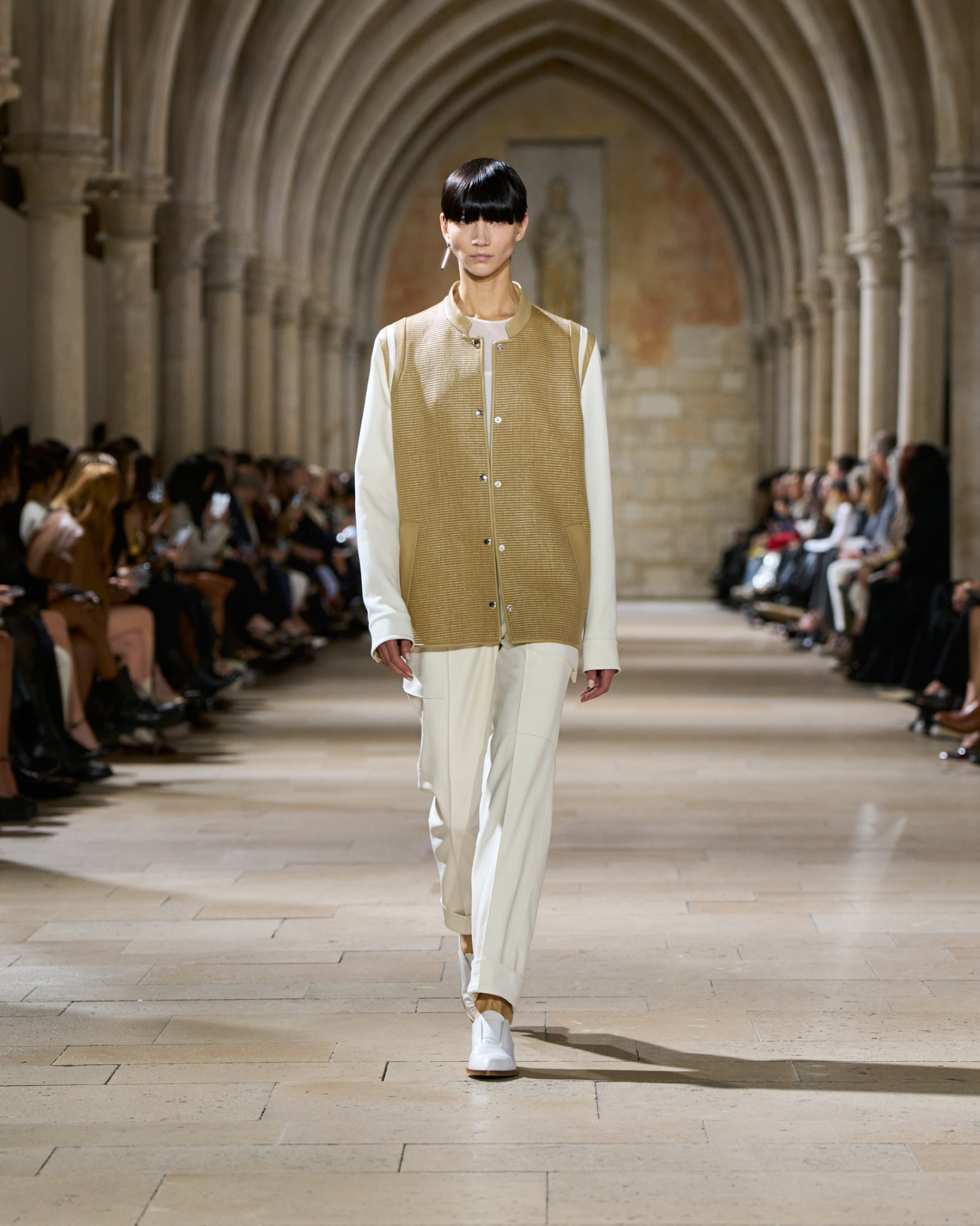 Designer Cargo Leather Pants - neutral - ecru - white 