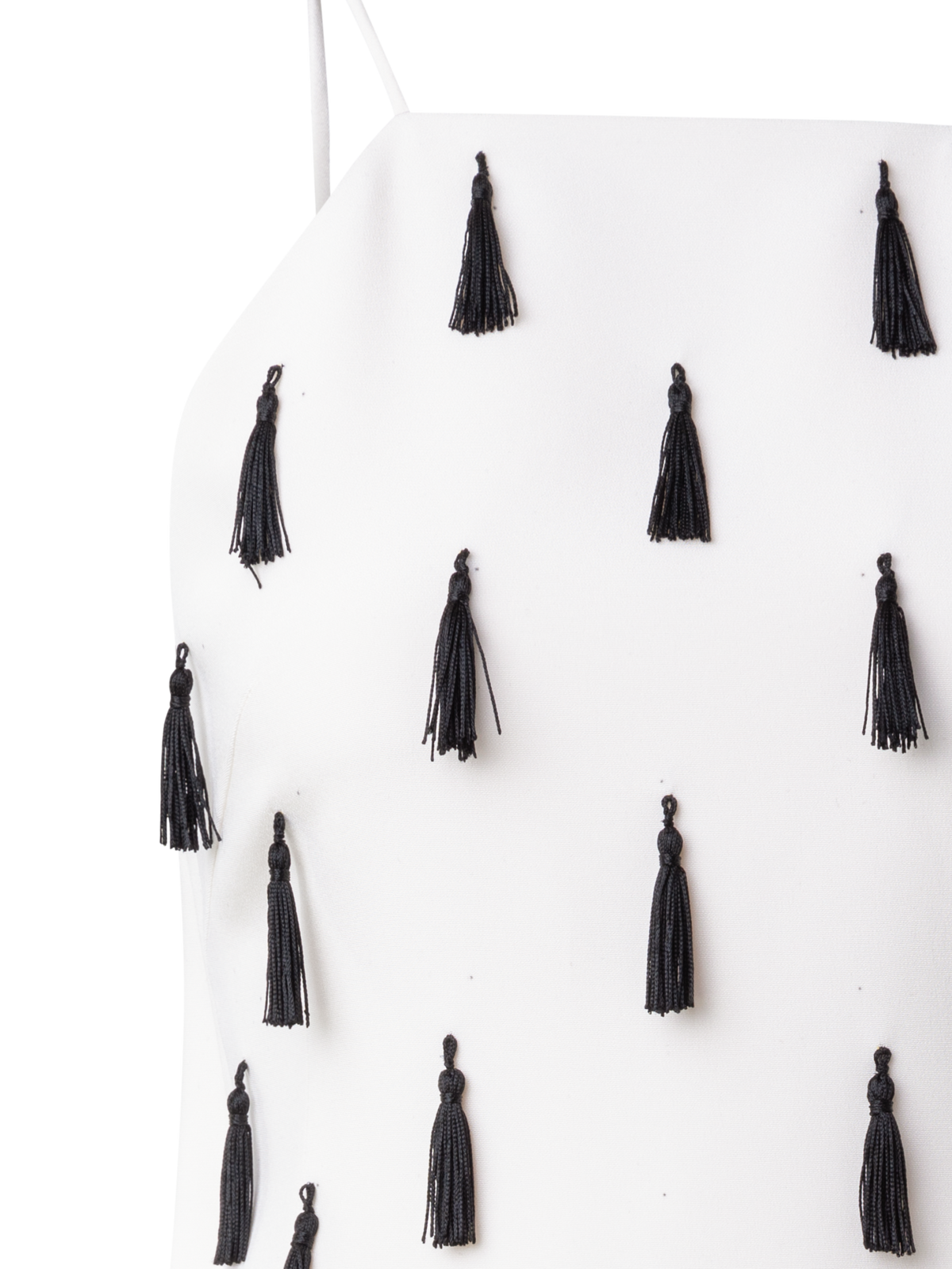 Designer Cocktail Dress with Tassels - multicolor - ecru - white