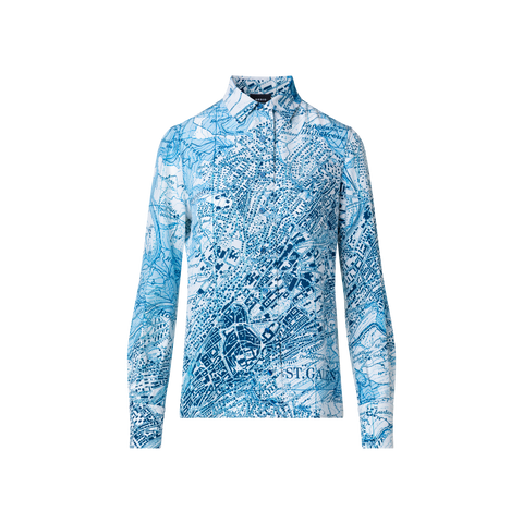 Seidenbluse mit St. Gallen Map Druck