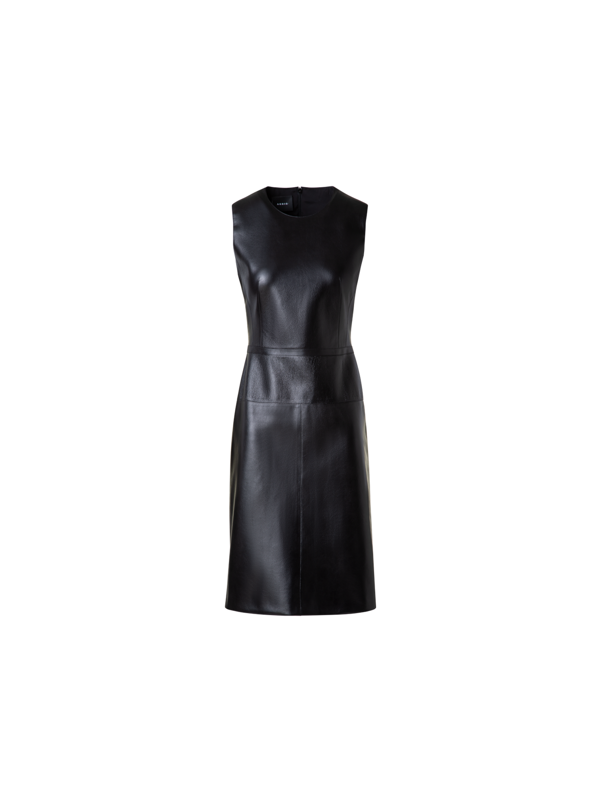Designer A-Line Sheath Dress in Lacquered Leather - black