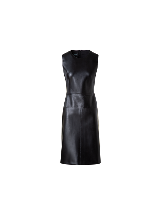 Designer A-Line Sheath Dress in Lacquered Leather - black