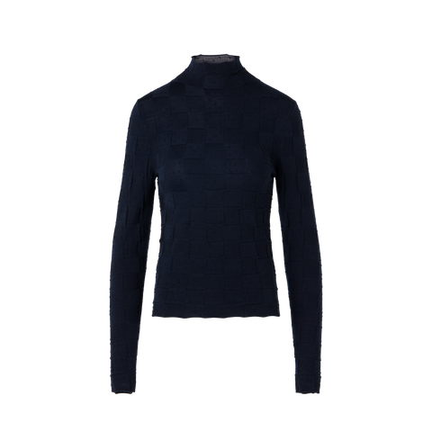 Fitted Wool Sweater with 3D Dice Knit